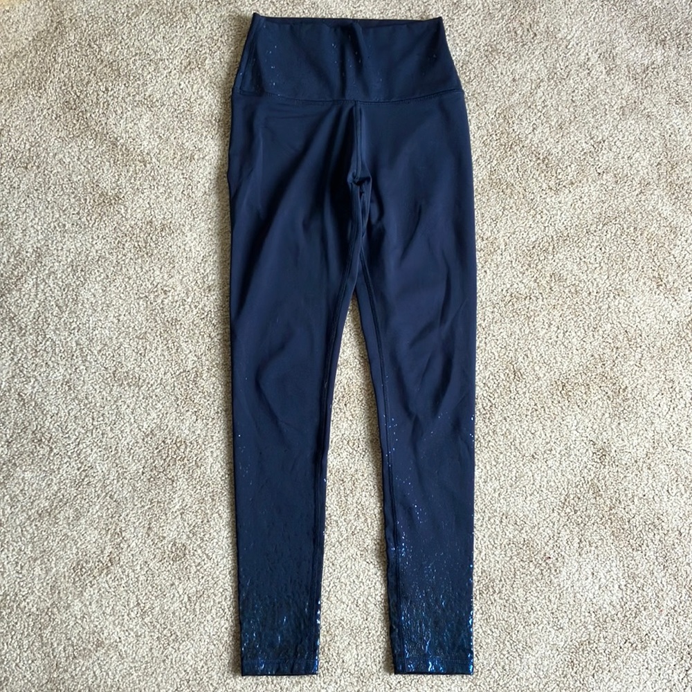 Navy leggings with metallic specks